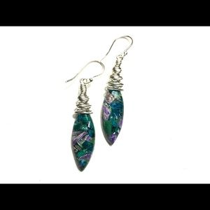Charoite Chysocalla Sterling Silver Earrings